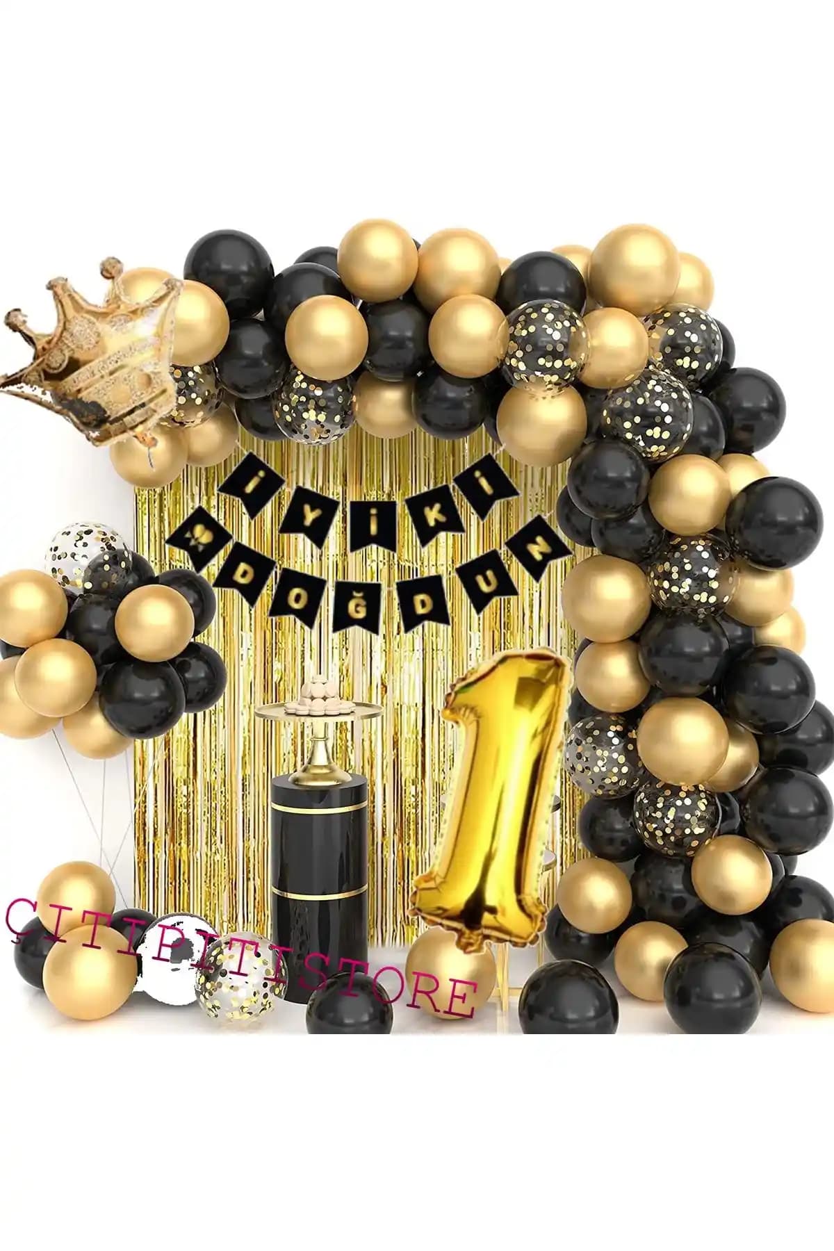 Kral Taçlı 1 Yaş Doğum Günü Ekonomik Seti Minik Prens ve Prensesler İçin Renkli Kutlama