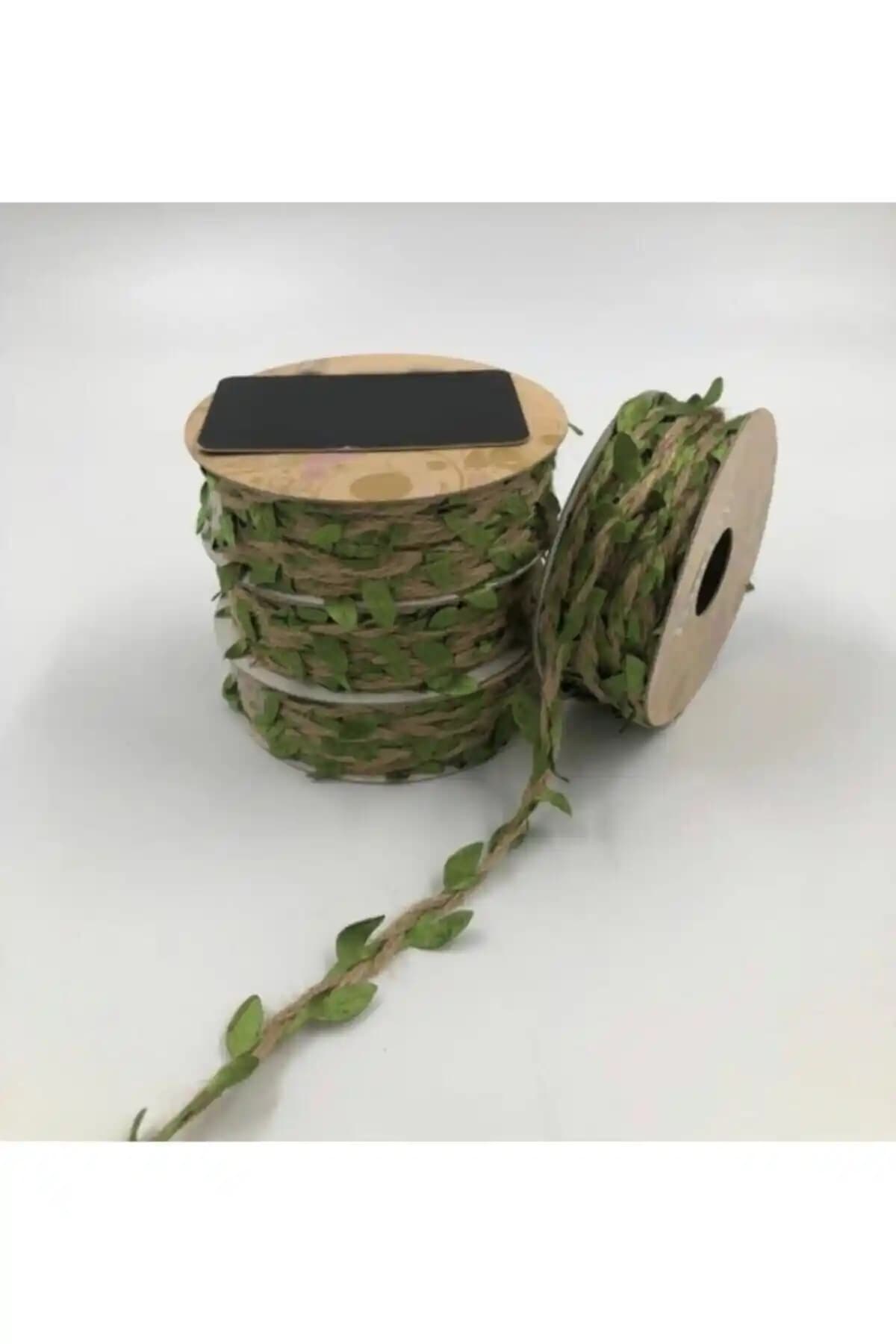 Kreatif Mağaza 3 Metre Yaprak Desenli Jüt İp ile Doğal ve Şık Dekorasyon Malzemeleri