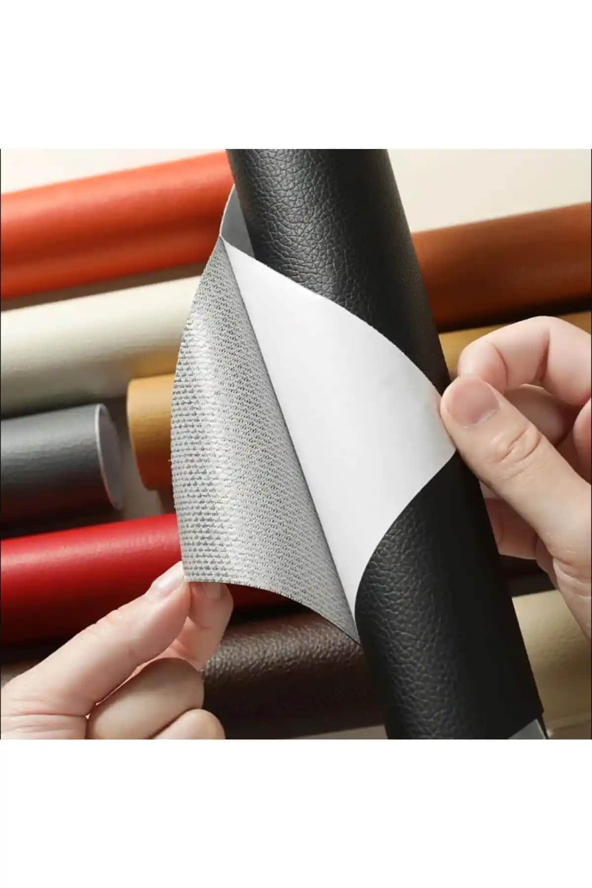 LANSE SUNİ DERİ Siyah Yapışkanlı Suni Deri 100x140 cm Dayanıklı ve Kolay Uygulama