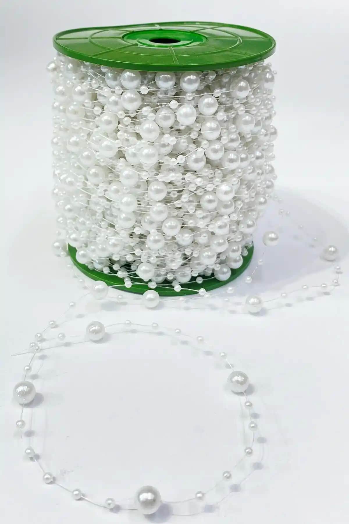 Limelia Beyaz Misinalı Şerit İnci 10 Metre Dekorasyon ve El İşi Projeleri İçin