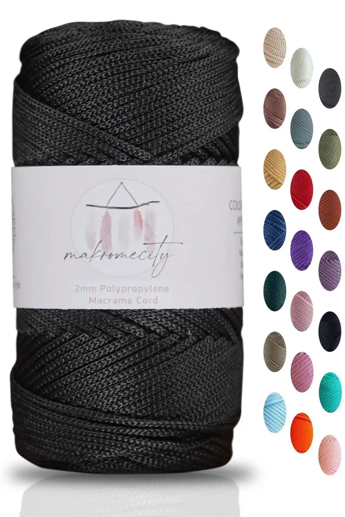 Makromecity Premium Polyester Makrome İpi Siyah 100 Gram 120 Metre Kaliteli ve Dayanıklı