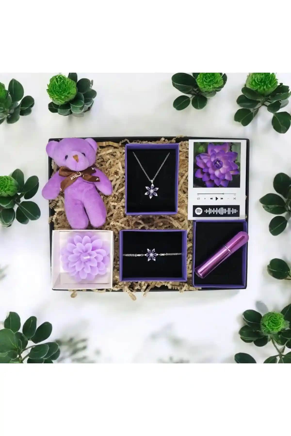 MARMORİ Marmori Kişiselleştirilebilir Çelik Mor Lotus Takı Seti: Estetik ve Anlamlı Hediye Seçeneği