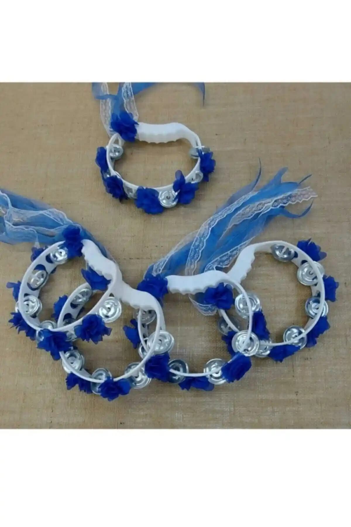 Memisshop Süslü Nedime Tefi Saks Mavi Dekoratif Aksesuarlar Düğün ve Etkinlikler İçin