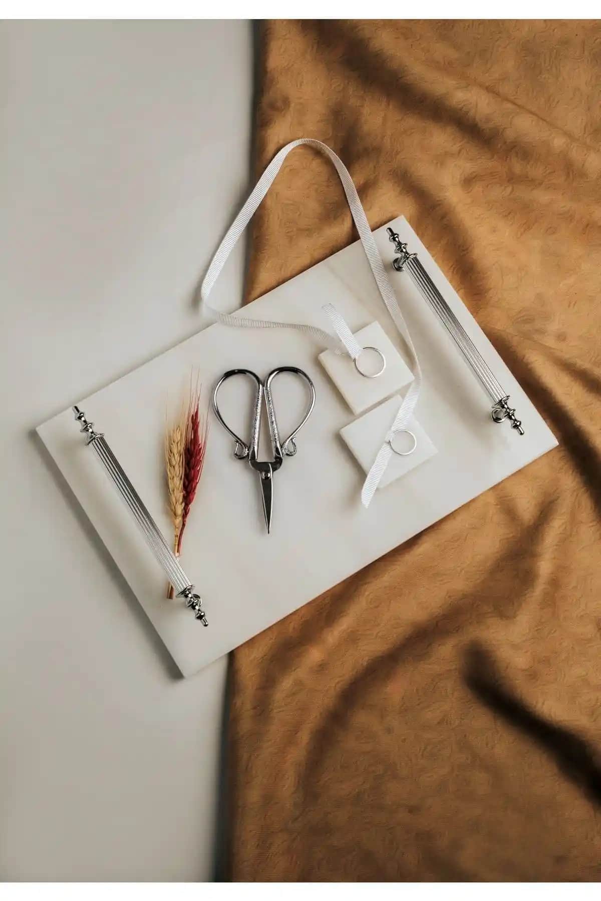 MERALP İnce Mermer Güçüş Söz ve Nişan Tepsisi Estetik ve Fonksiyonel Kullanım İçin