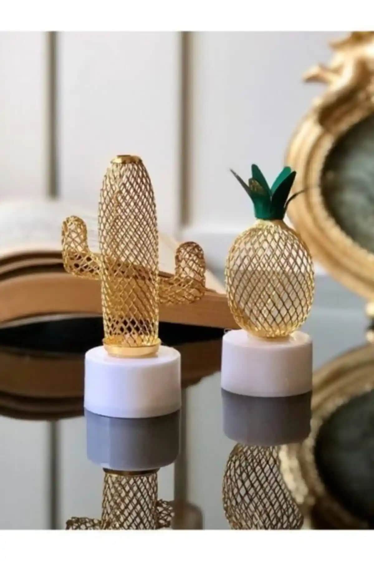 Metal Ananas ve Kaktüs Model Mini Gece ve Masa Lambası Dekoratif ve Kullanışlı Tasarım