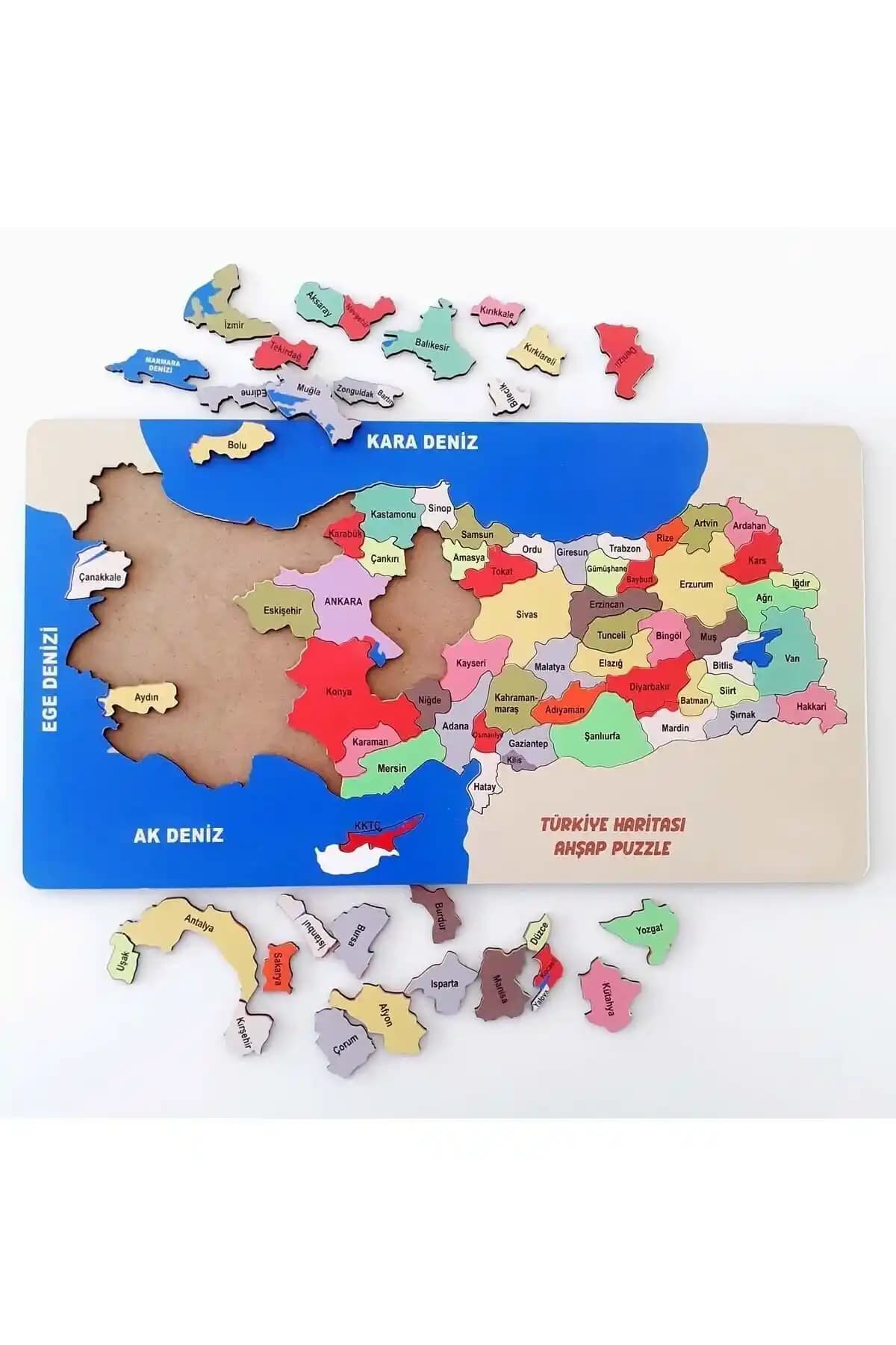 Mevaks Ahşap Türkiye Haritası Puzzle Seti Çocuklar İçin Eğitici ve Dayanıklı Öğrenme Oyuncağı