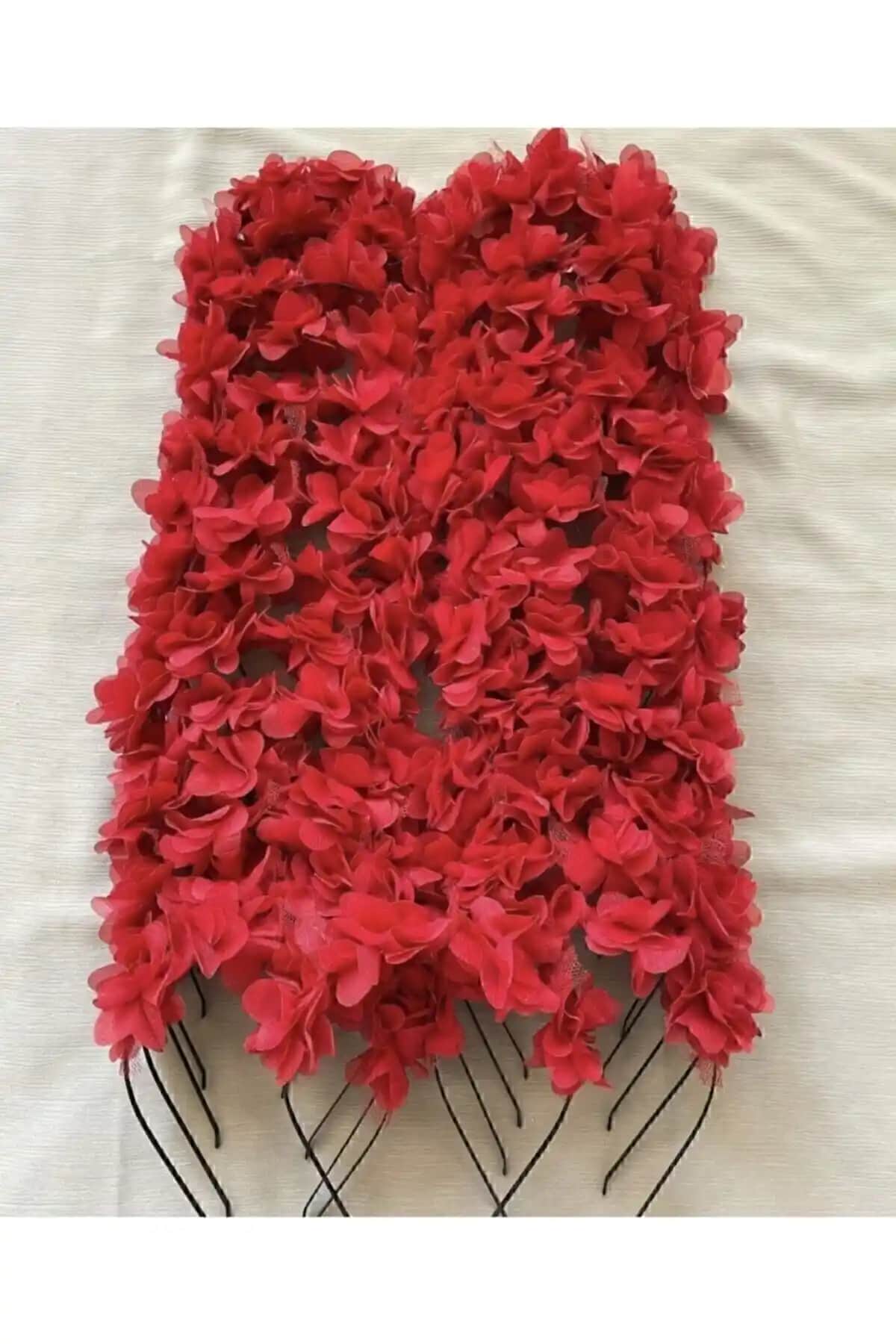 Minella Store Kırmızı Nedime Tacı Şık ve Dayanıklı Düğün Aksesuarı