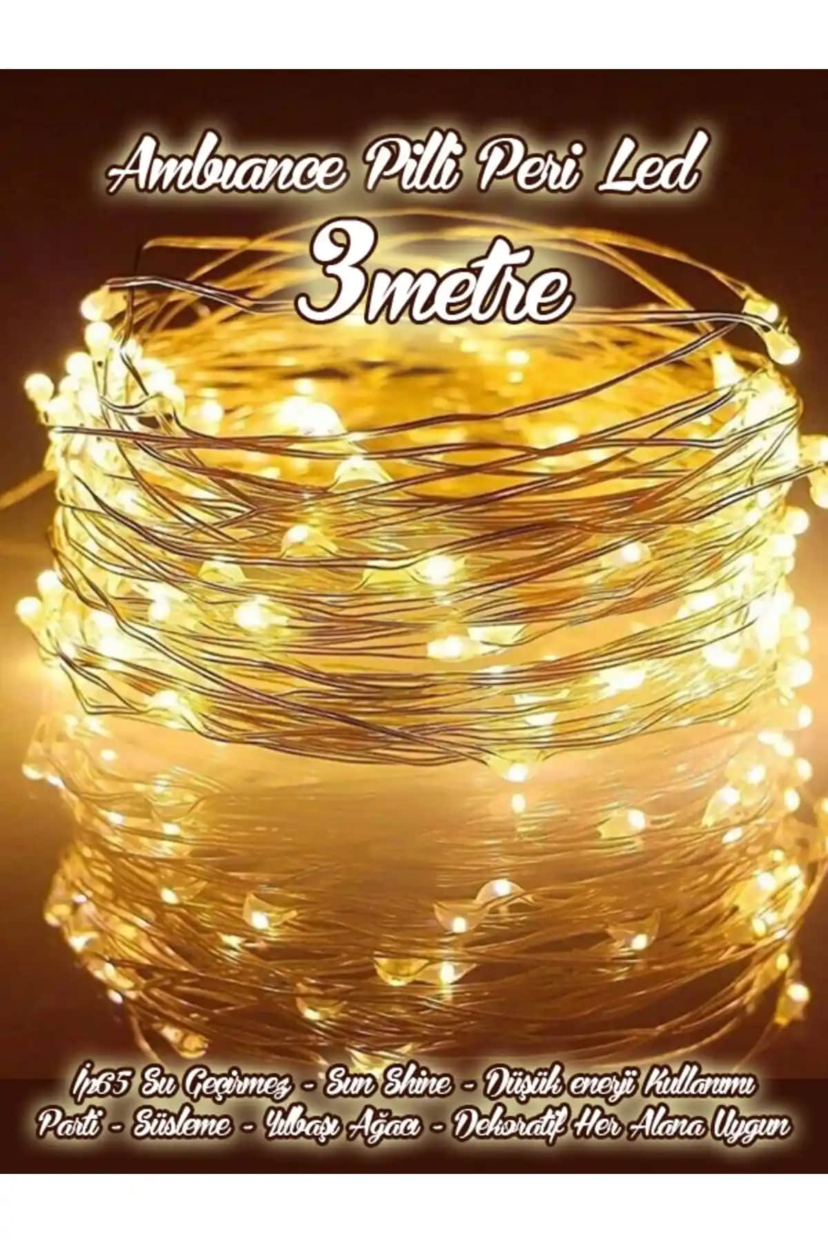 Miremi Peri Led 3 Metre Sarı Pilli Dekoratif Aydınlatma Yılbaşı ve Özel Kutlamalar İçin