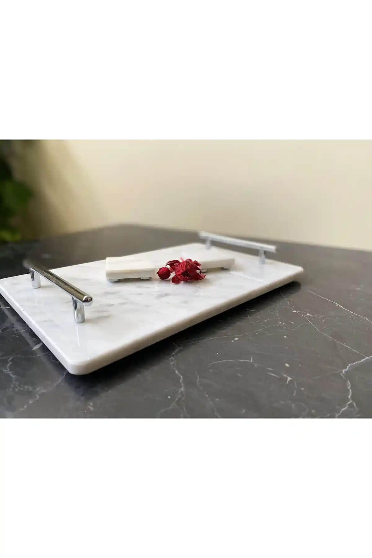 Modestmar Doğal Mermer Nişan Tepsisi ve Yüzük Standı Şıklığı ve Fonksiyonelliği Bir Arada