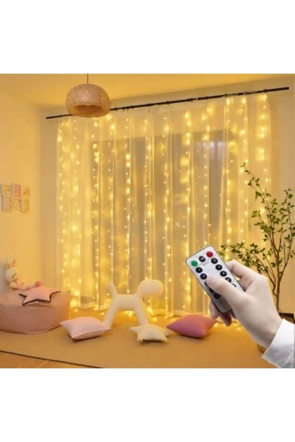 MYNONEV Animasyonlu LED İnce Telli Perde Yılbaşı ve Dekorasyon İçin Uygun