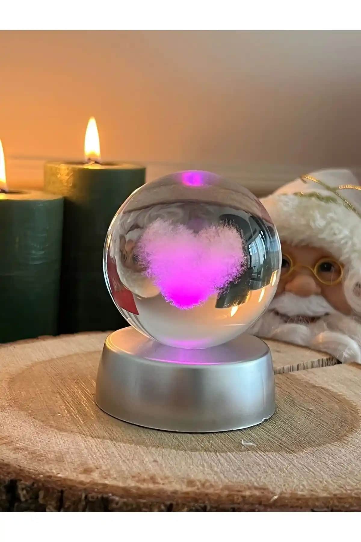 NeSever Store Kalpli Cam Küre 3 Boyutlu Aşk Küresi ile Romantik Dekorasyon ve Hediye Seçenekleri
