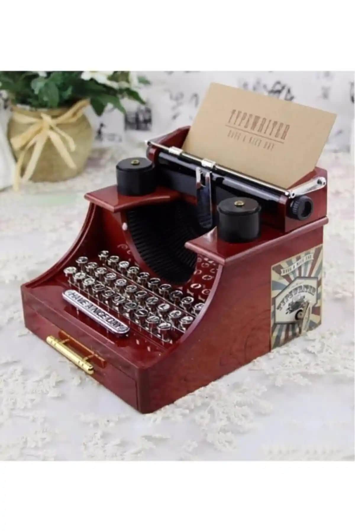 Nostaljik Daktilo Hareketli Müzik Kutusu: Vintage Dekor ve Koleksiyon Parçası