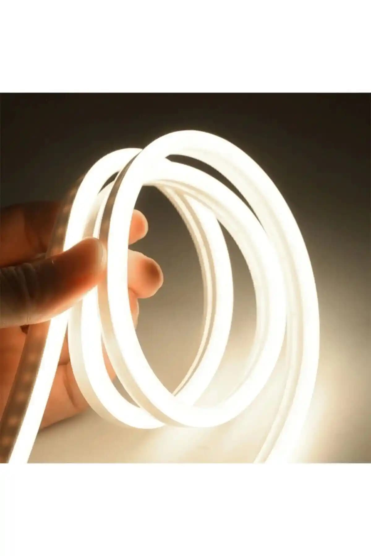 OOKAY Neon Esnek Şerit Led 2 Metre Beyaz Renkli 220 Volt Pratik Aydınlatma Çözümü