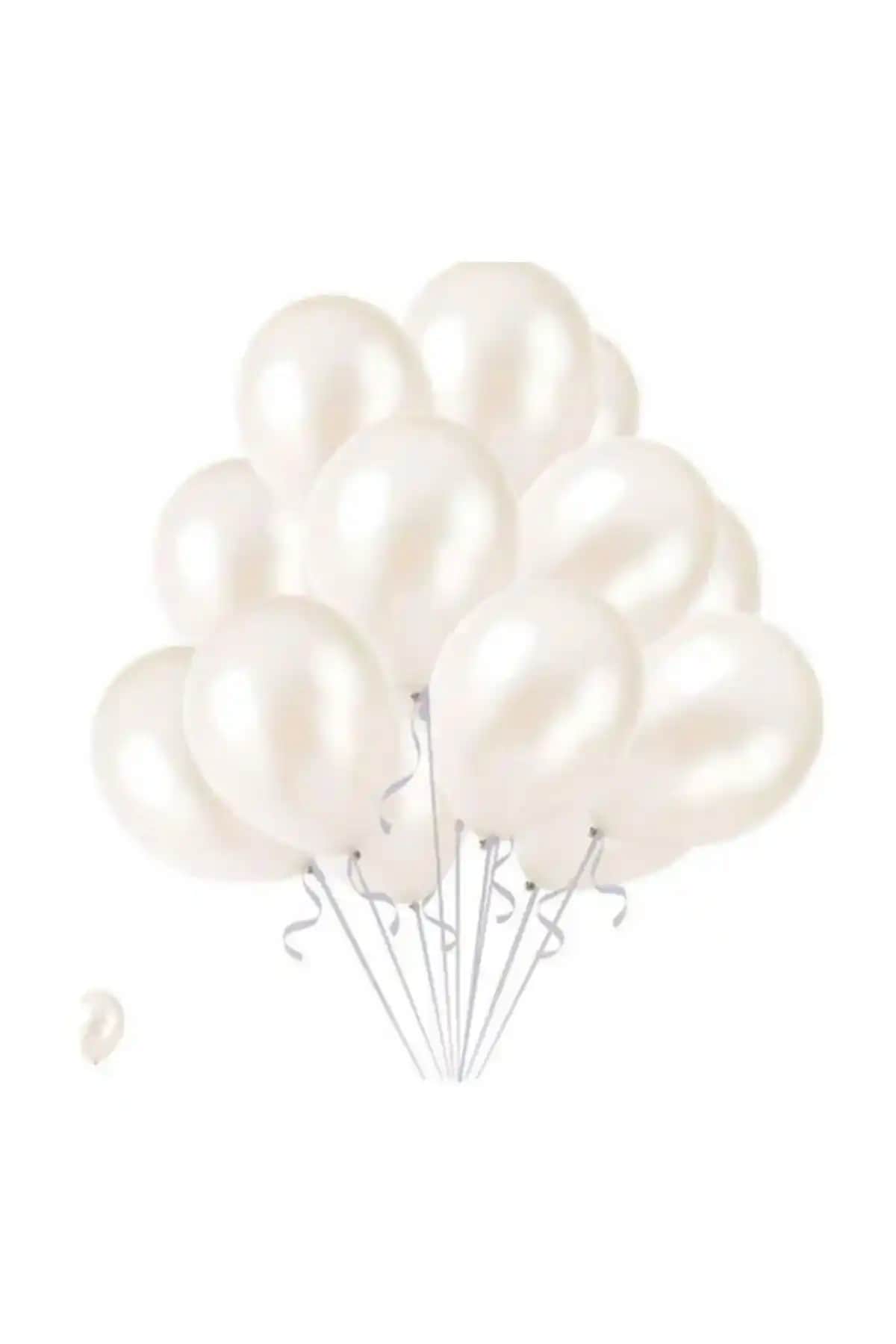 Öz-bal Beyaz 25'li Metalik Balon: Modern Dekorasyon ve Parti Süsleri İçin Uygun
