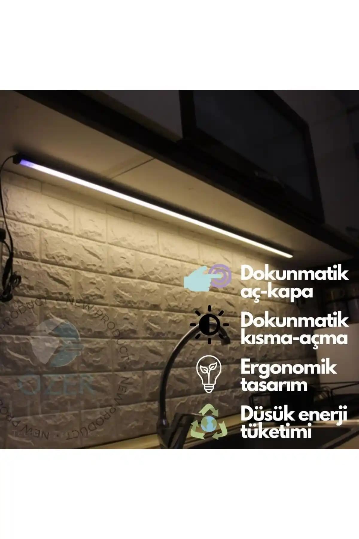 ÖZER LIGHT Dokunmatik LED Mutfak Tezgah Üstü Aydınlatma Çözümü 120 cm uzunluk ve modern tasarım