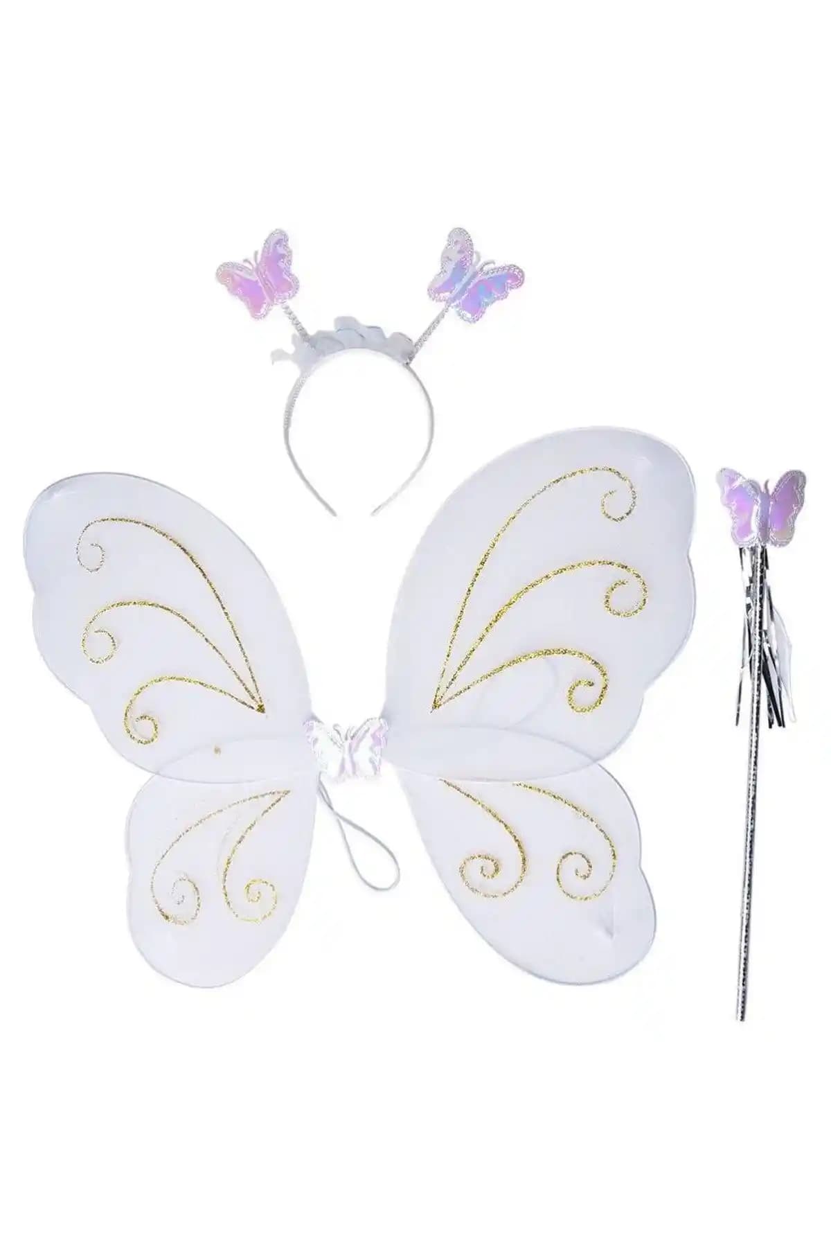 Pandoli Beyaz Kelebek Kanat Seti: Çocuk Partileri ve Kutlamalar İçin Dekorasyon