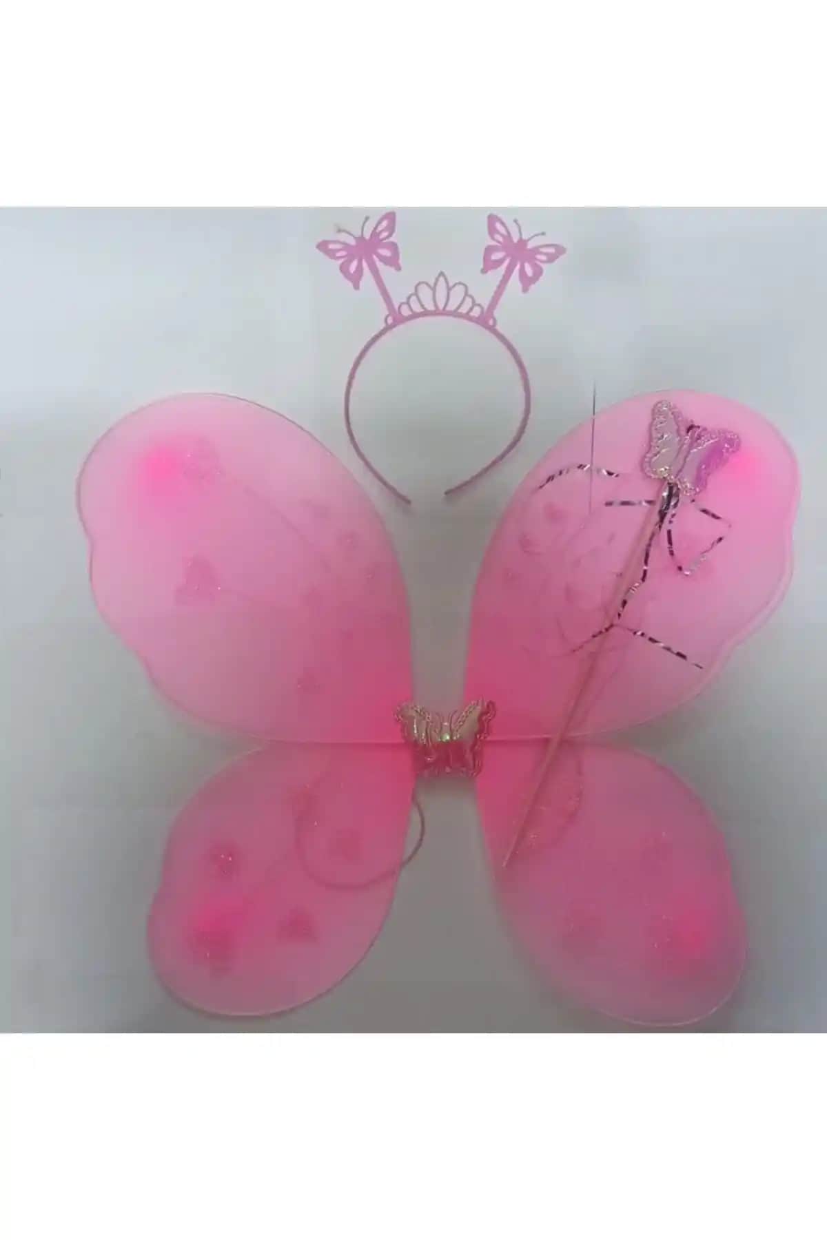 Pandoli Kelebek Kanat Seti Pembe Renkli 50 Cm Kanat ve Ekstra Aksesuarlar