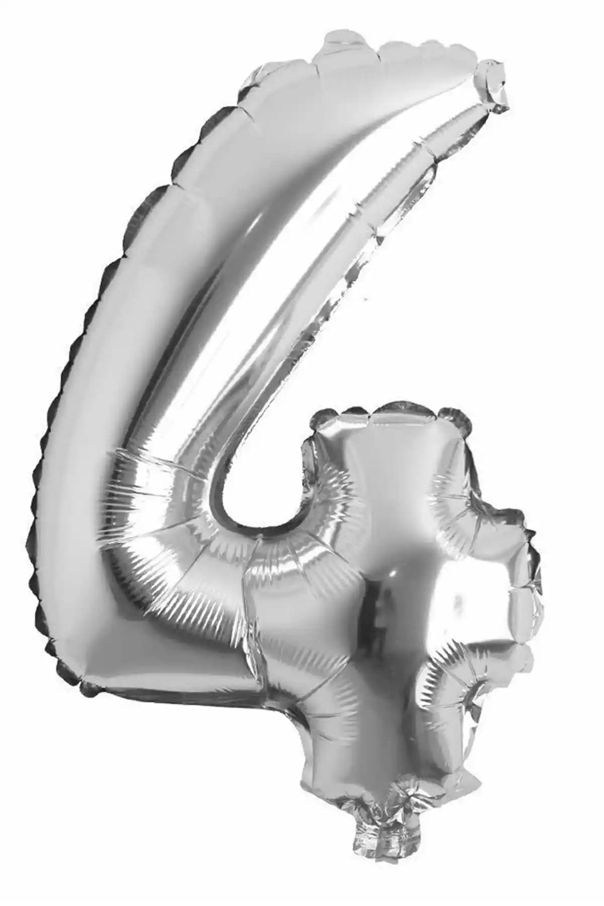 Parti Dolabı 100 Cm Gümüş Büyük Folyo 4 Rakam Balon ile Etkileyici Kutlamalar Yapın