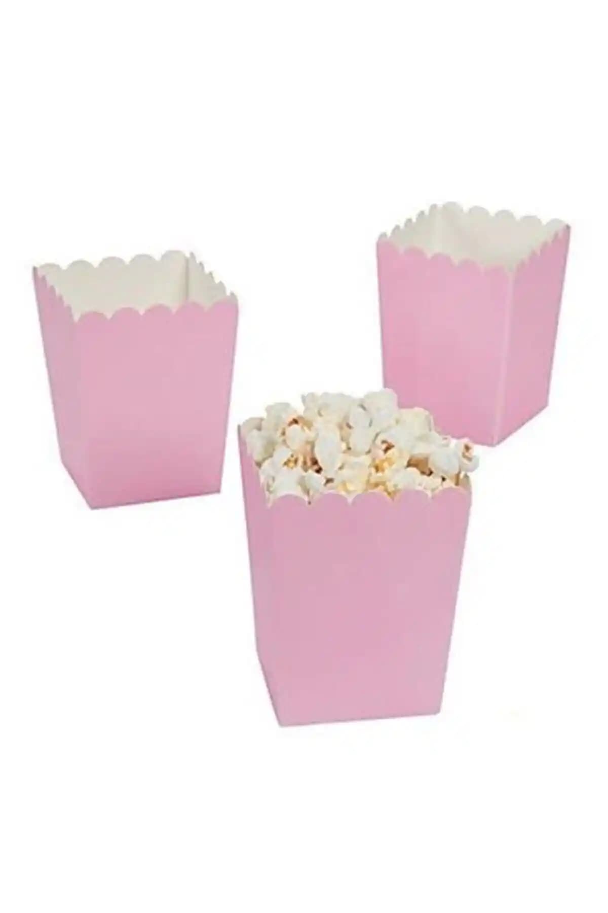 Parti Dolabı 8'li Pembe Baskısız Popcorn Kutusu Şık ve Pratik Etkinlik Malzemeleri