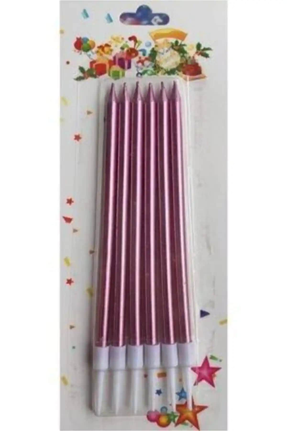 Parti Sürprizi Metalik Krom Pembe Mum Seti Modern ve Şık Dekorasyon İçin Ideal Tercih
