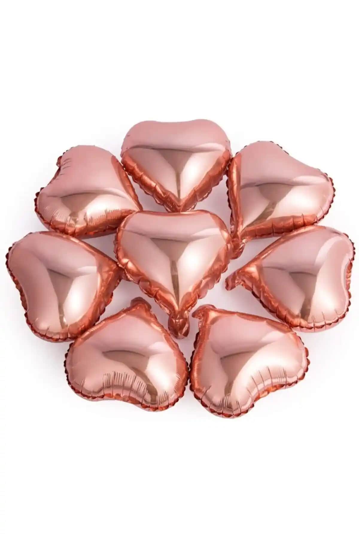 Parti Sürprizi Rose Gold Kalp Mini Folyo Balonları Romantik ve Şık Kutlama Dekorasyonu