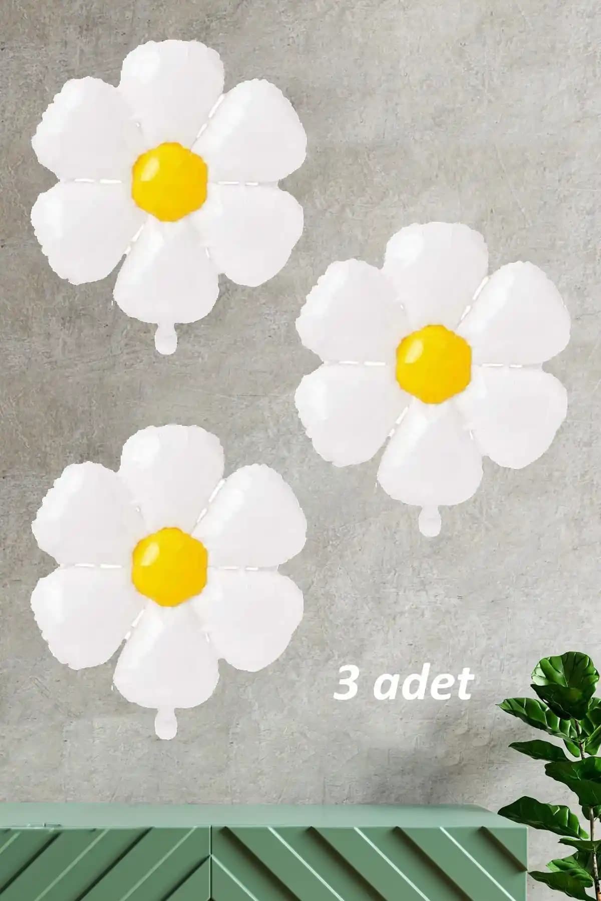 PEKSHOP 3 Adet Papatya Folyo Balon Seti - Renkli ve Dayanıklı Dekoratif Süsler