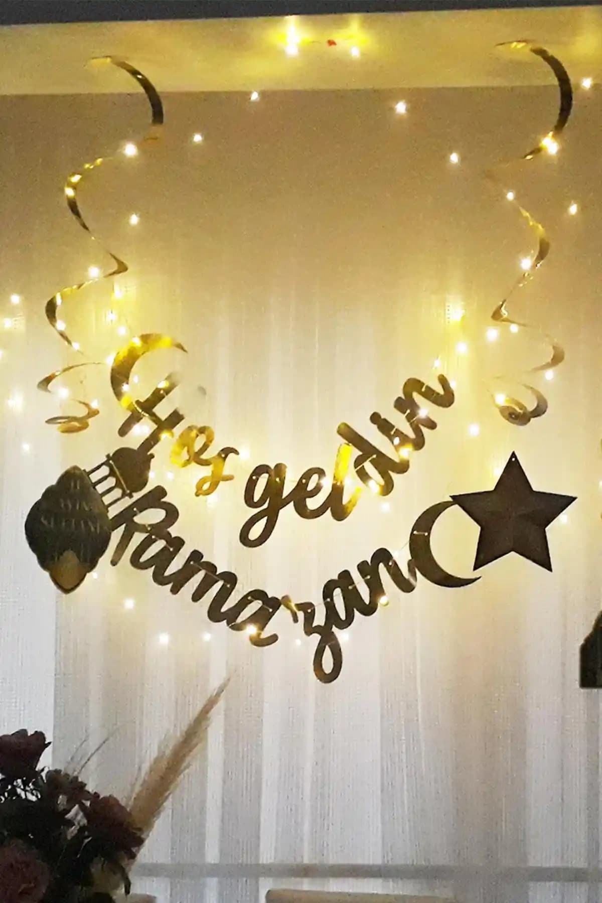 PEKSHOP Ledli Hoşgeldin Ramazan Yazısı: Şık ve Dayanıklı Altın Renkli Ramazan Dekorasyonu