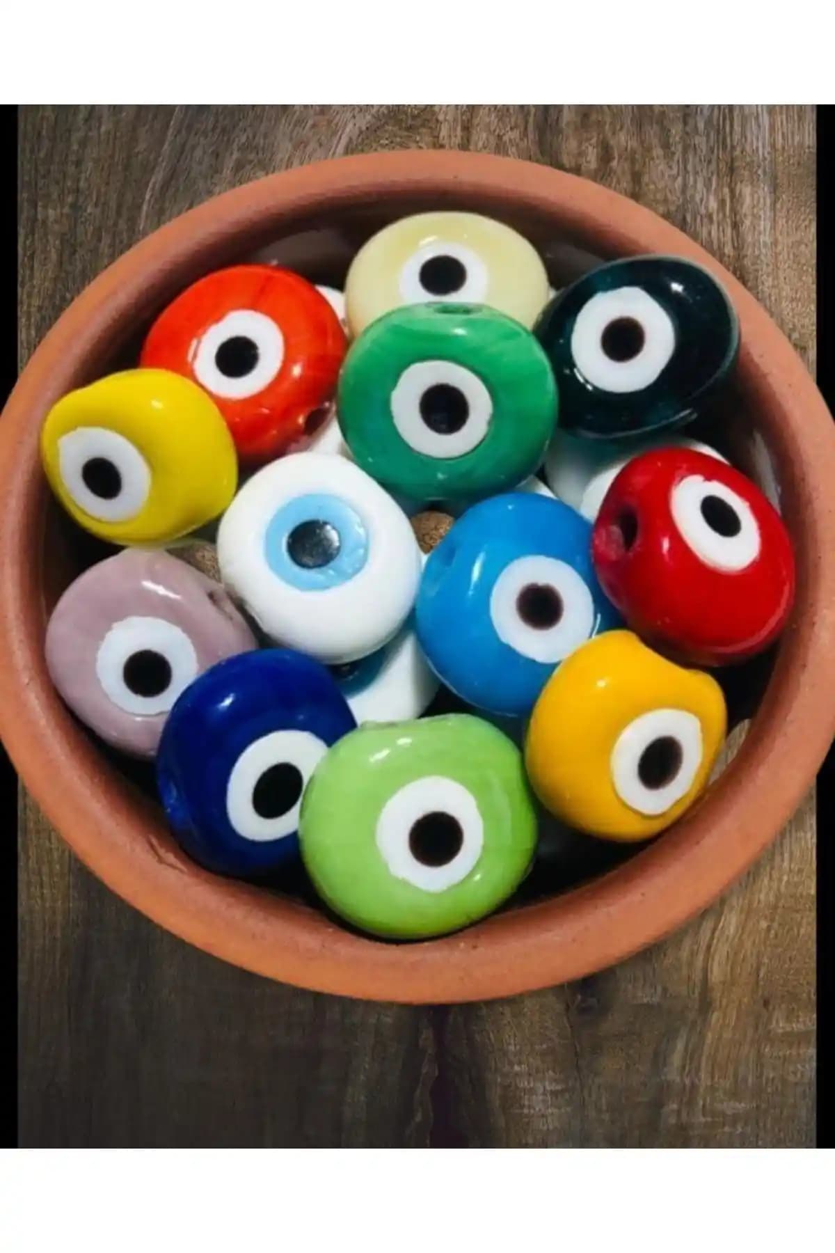 Renkli Büyük Danagöz Cam Boncuklar El Yapımı Dekoratif ve Takı Malzemesi