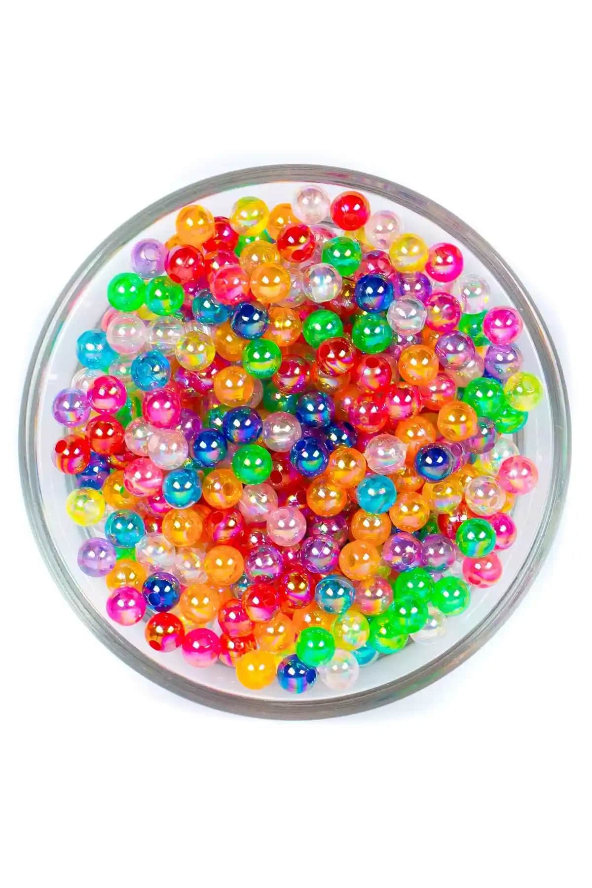 Renkli Plastik Boncuk 6mm 25 Gram Takı ve El Sanatları Malzemeleri