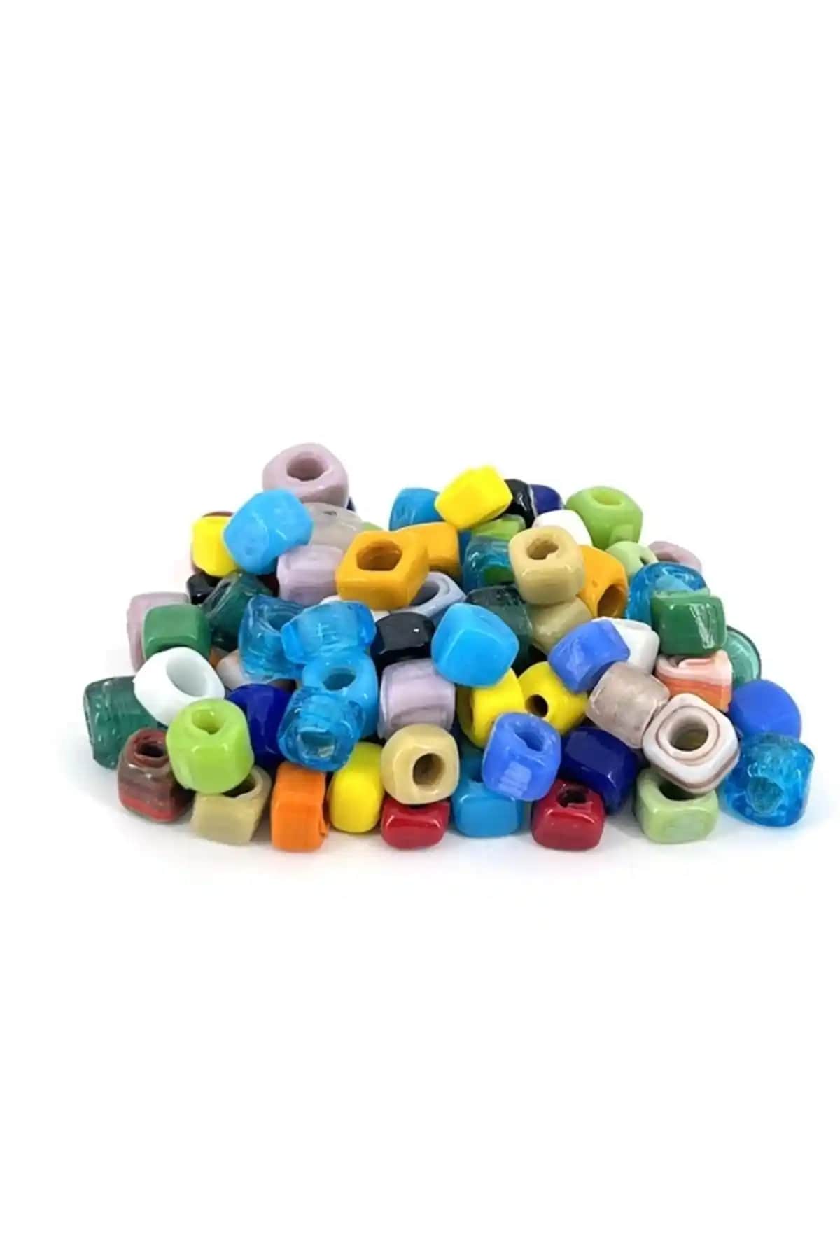 Selvi Konsept Kare Cam Boncuklar 8 mm Renkli El Yapımı Takı ve Dekorasyon Malzemeleri