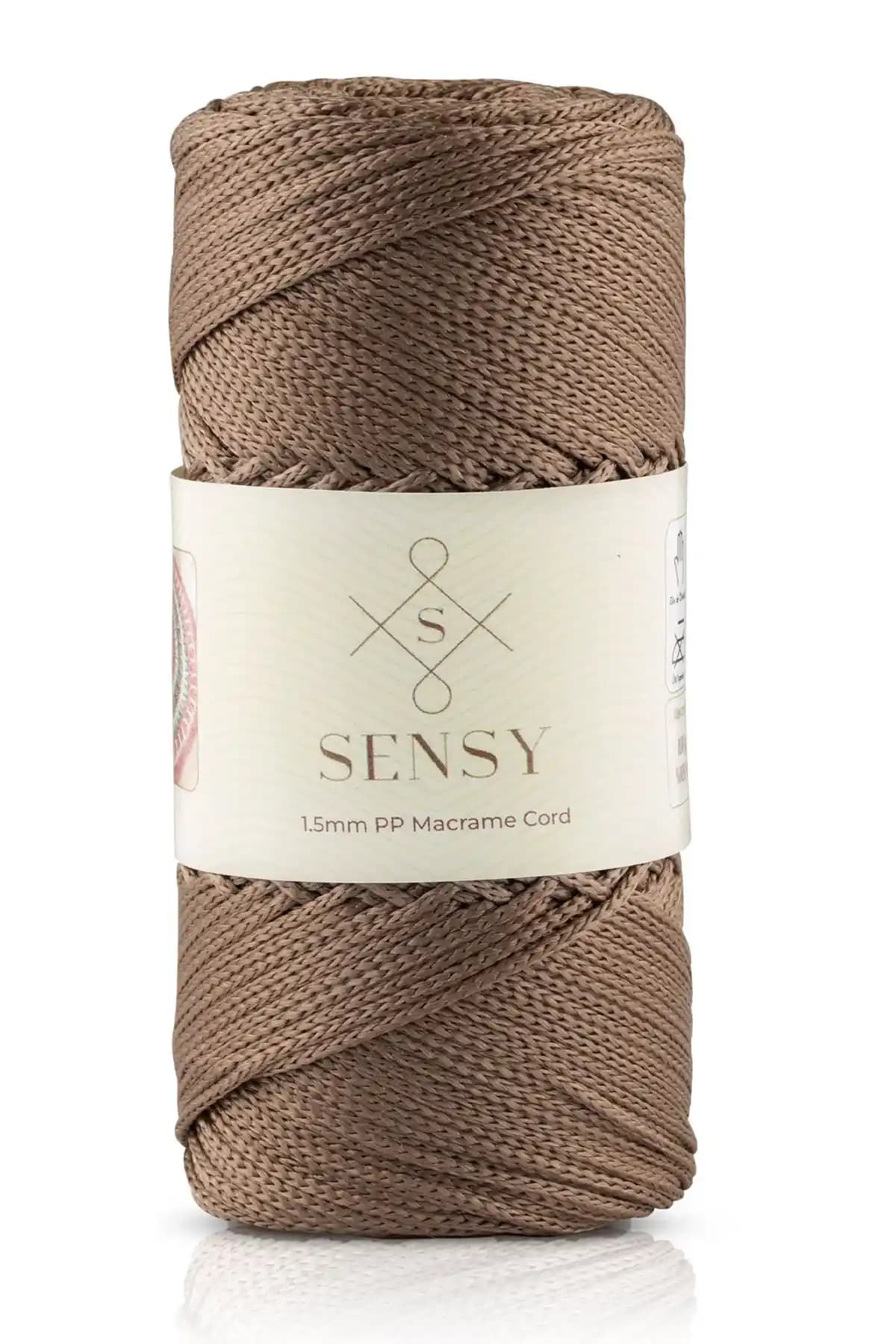 SENSY 1.5 Mm Polyester Makrome İpi Vizon 150 Metre Dayanıklı ve Çok Yönlü Kullanım İçin