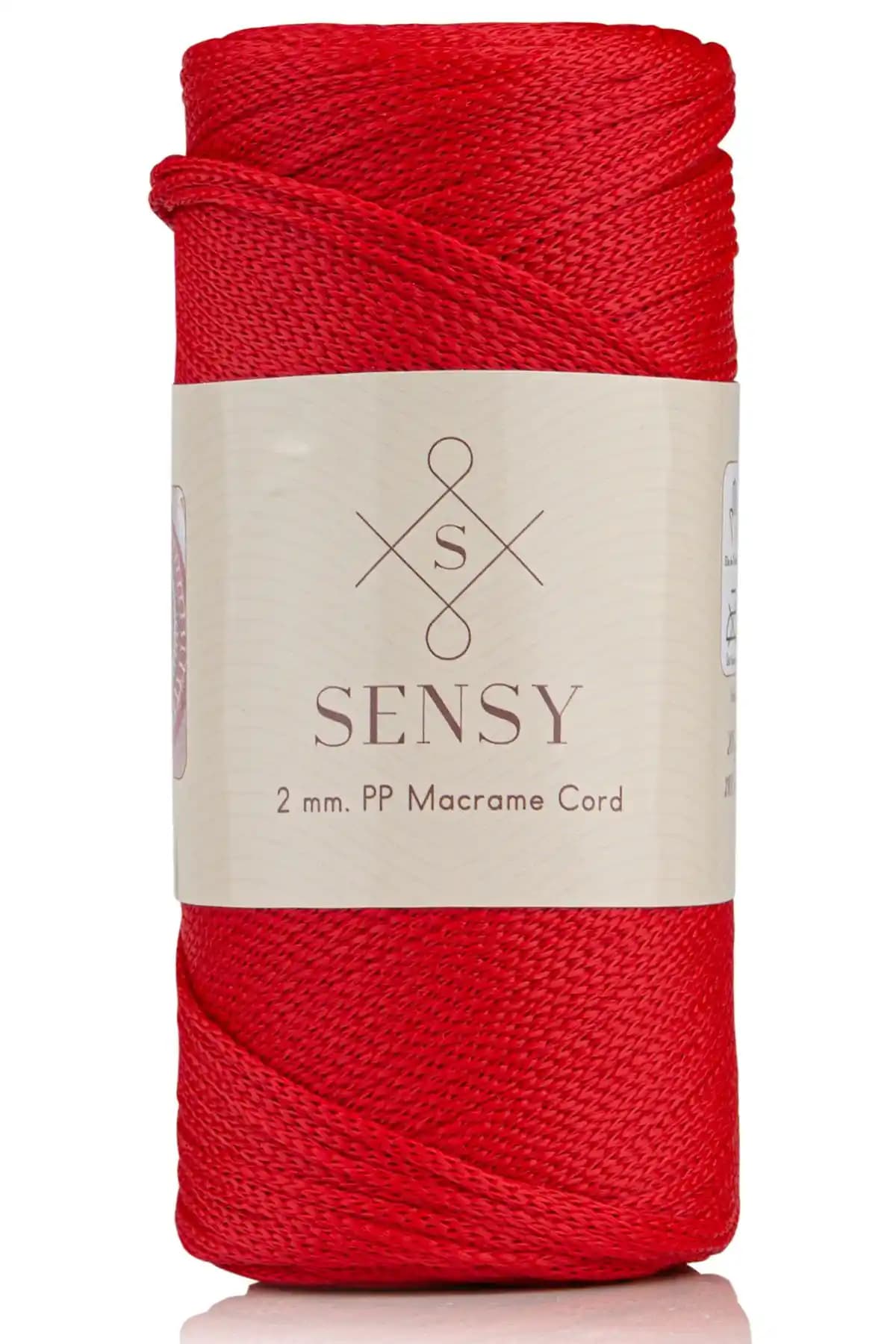 SENSY 2 mm Polyester Makrome İpi Kırmızı - Dayanıklı ve Parlak Dekoratif Malzeme