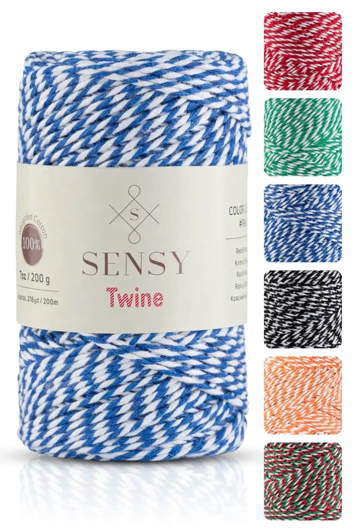 SENSY Premium 200 Metre Mavi Beyaz Paket İp: Çok Amaçlı Dekoratif ve El Sanatları Ürünü