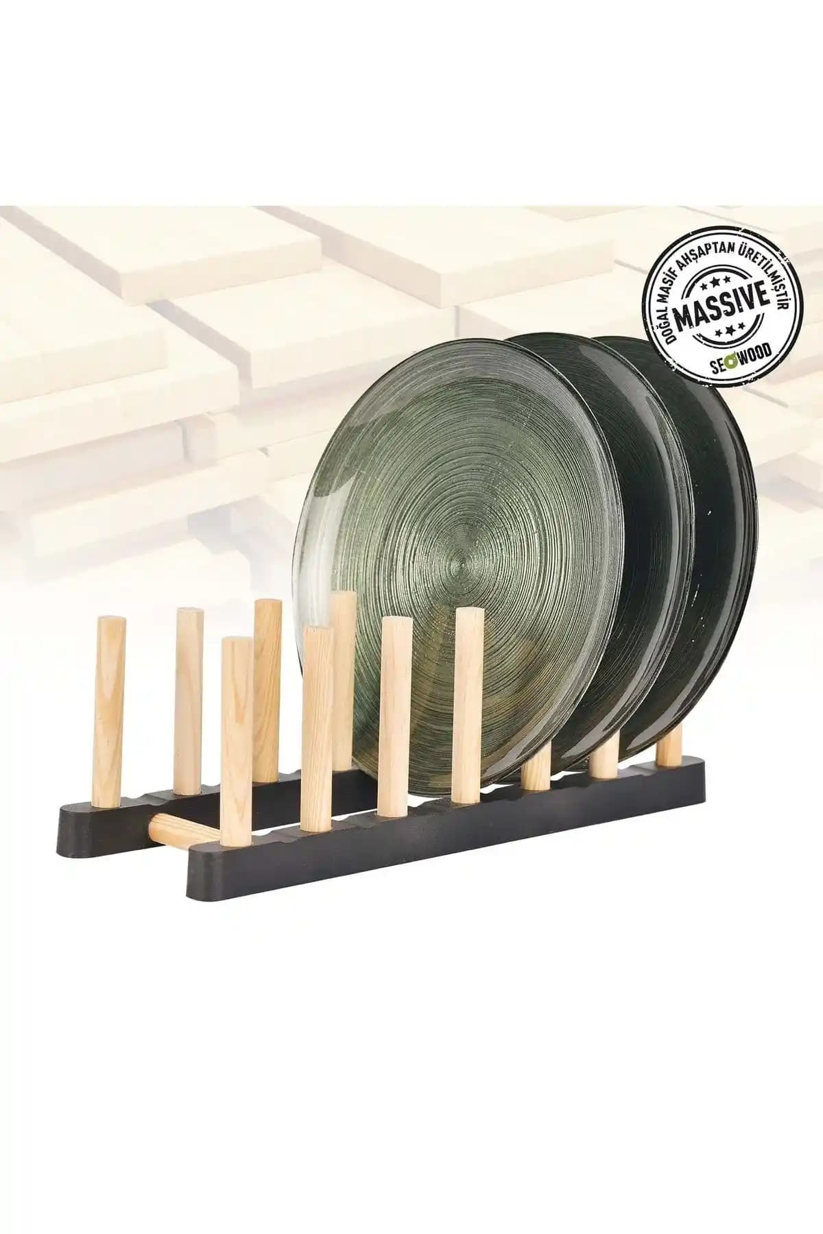 SEOWOOD Ahşap Bölmeli Tabak Standı: Estetik ve Fonksiyonellik Bir Arada
