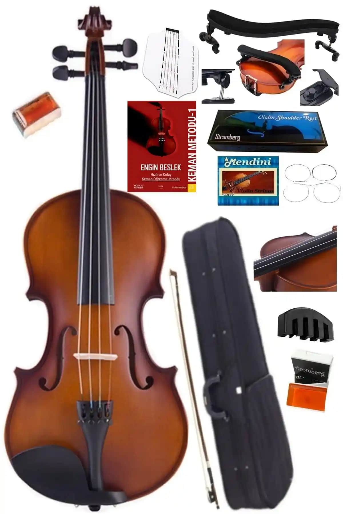 Stromberg 4/4 Antik Mat Yetişkin Keman - Dayanıklı ve Zengin Set İçeriği ile Profesyonel Kullanım