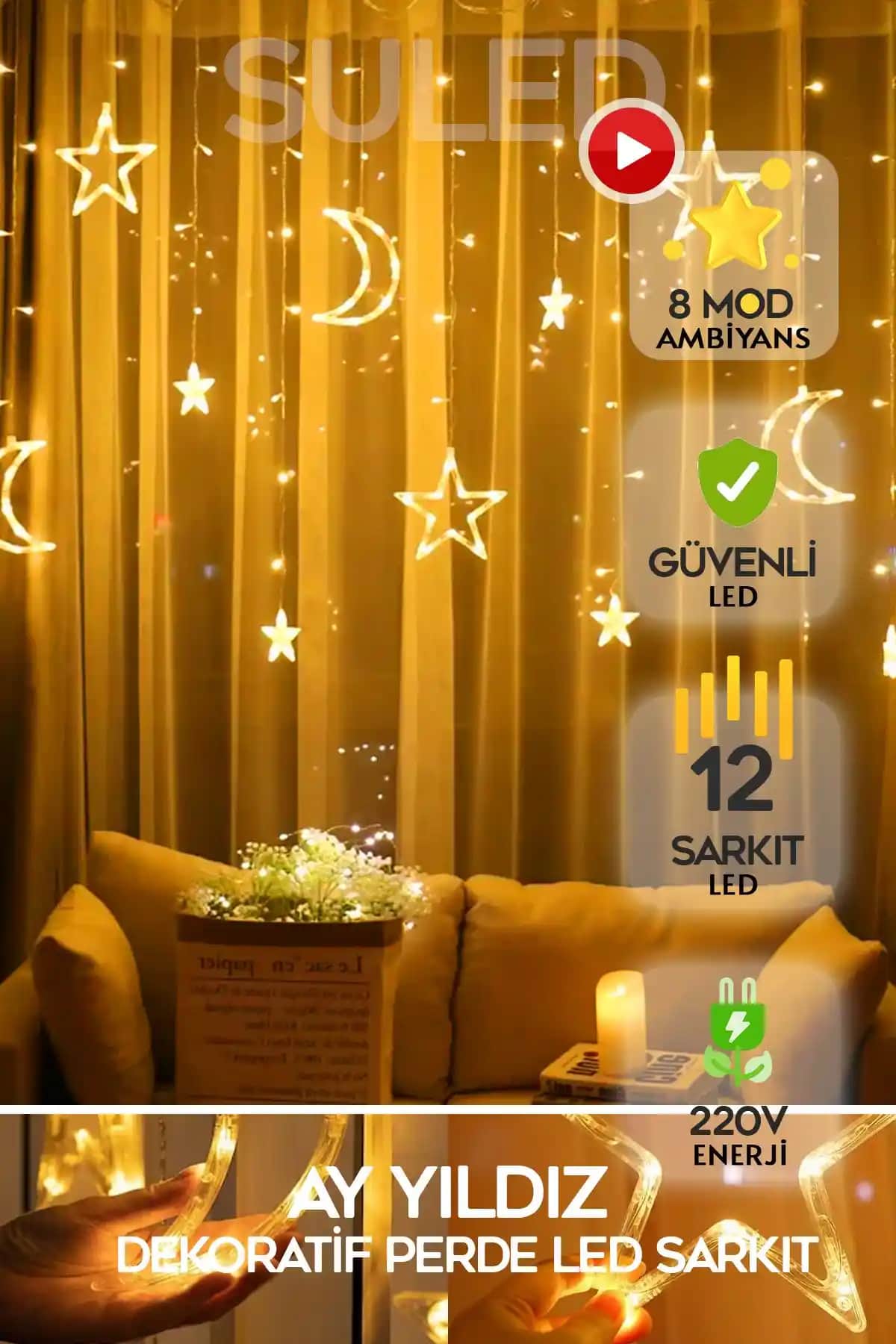 SULED SL-1037 Ay Yıldız Perde Led ile Evinize Farklı Atmosfer Katın