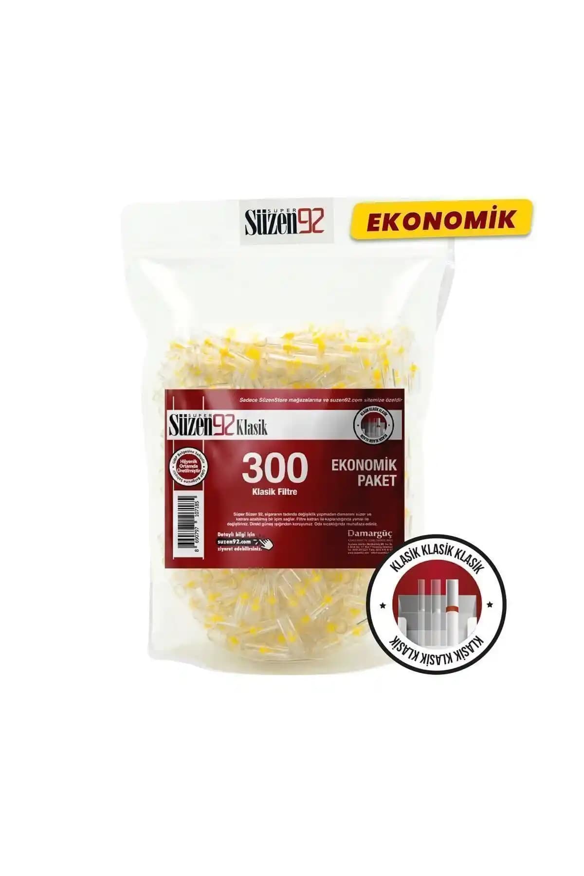 Süzen92 Klasik Ekonomik Sigara Filtresi 300 Adet Güvenilir ve Uzun Ömürlü Kullanım