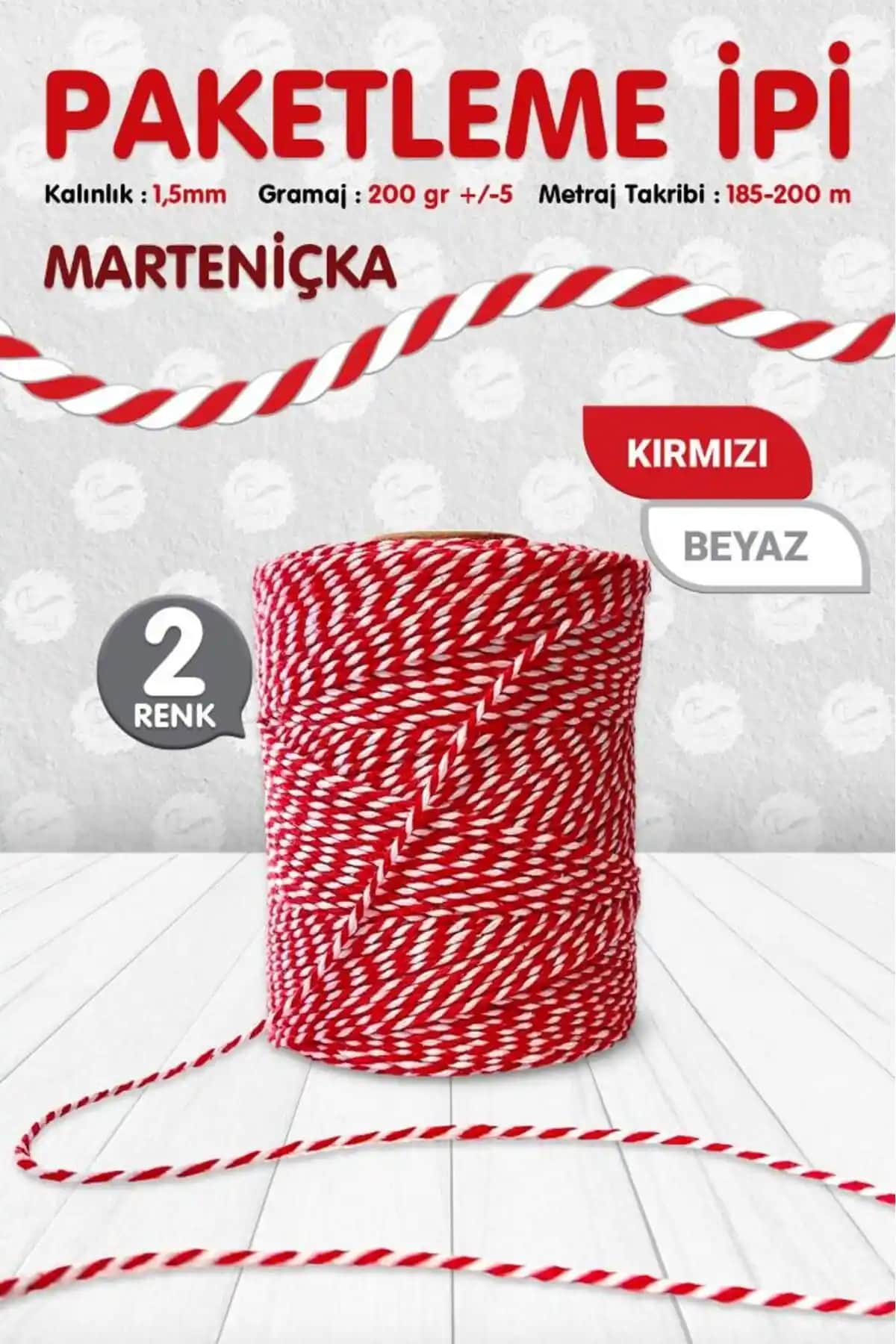T Tuğset Etiket Marteniçka Bileklik İpi Renkli ve Çok Amaçlı Kullanım İçin Uygun