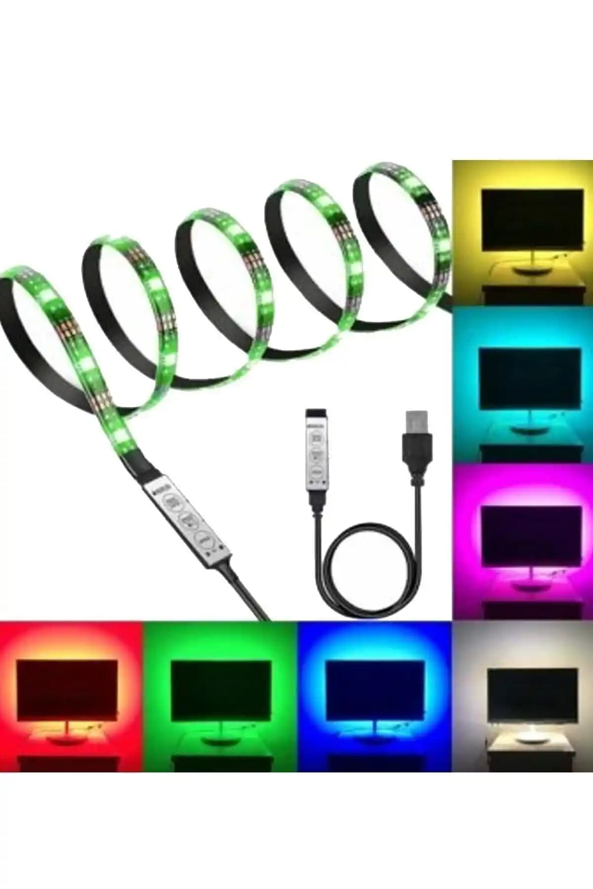 Taled RGB Şerit Led TV Arkası Dekorasyon Çözümü 1 Metre Uzunluk ve Çok Renk Seçeneği ile