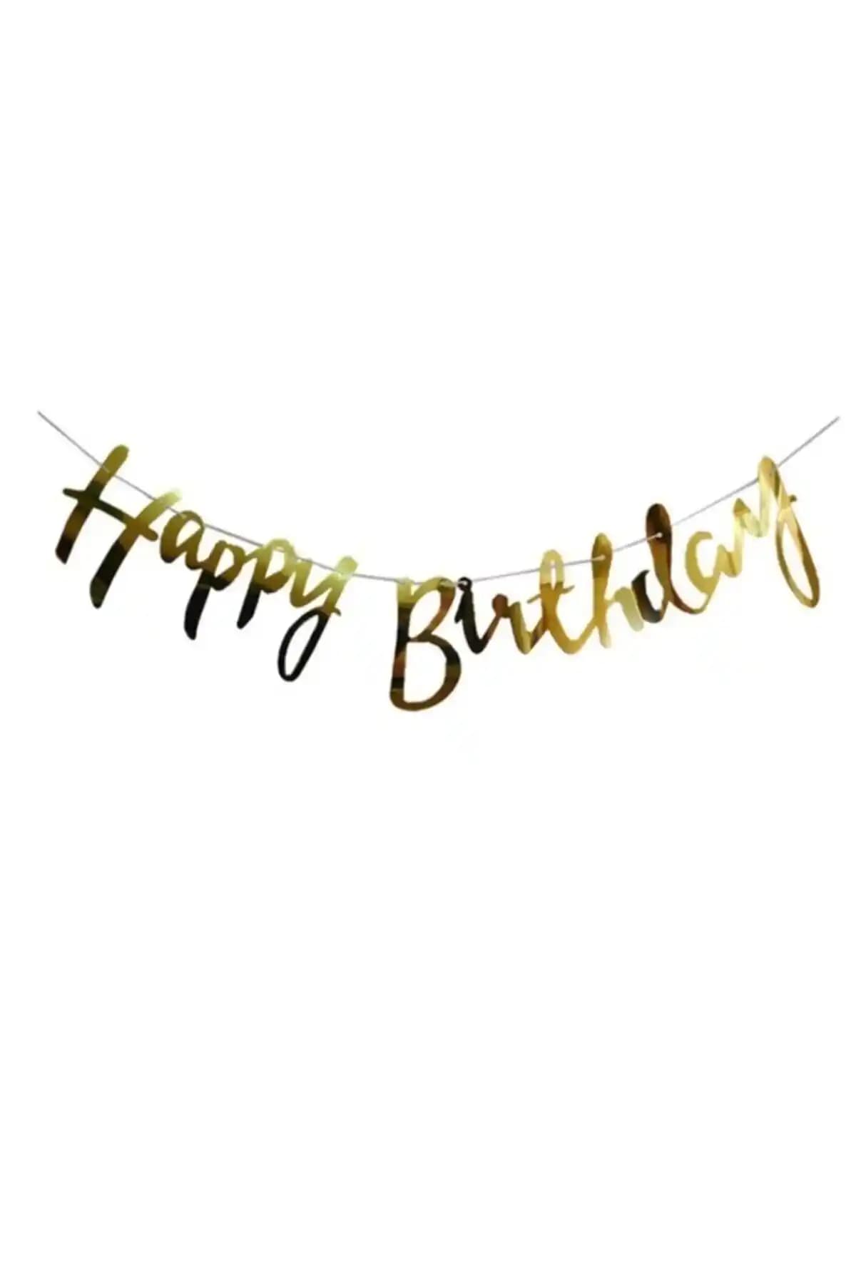 TATLI GÜNLER Gold Happy Birthday Banner ile Şık ve Pratik Doğum Günü Dekorasyonu