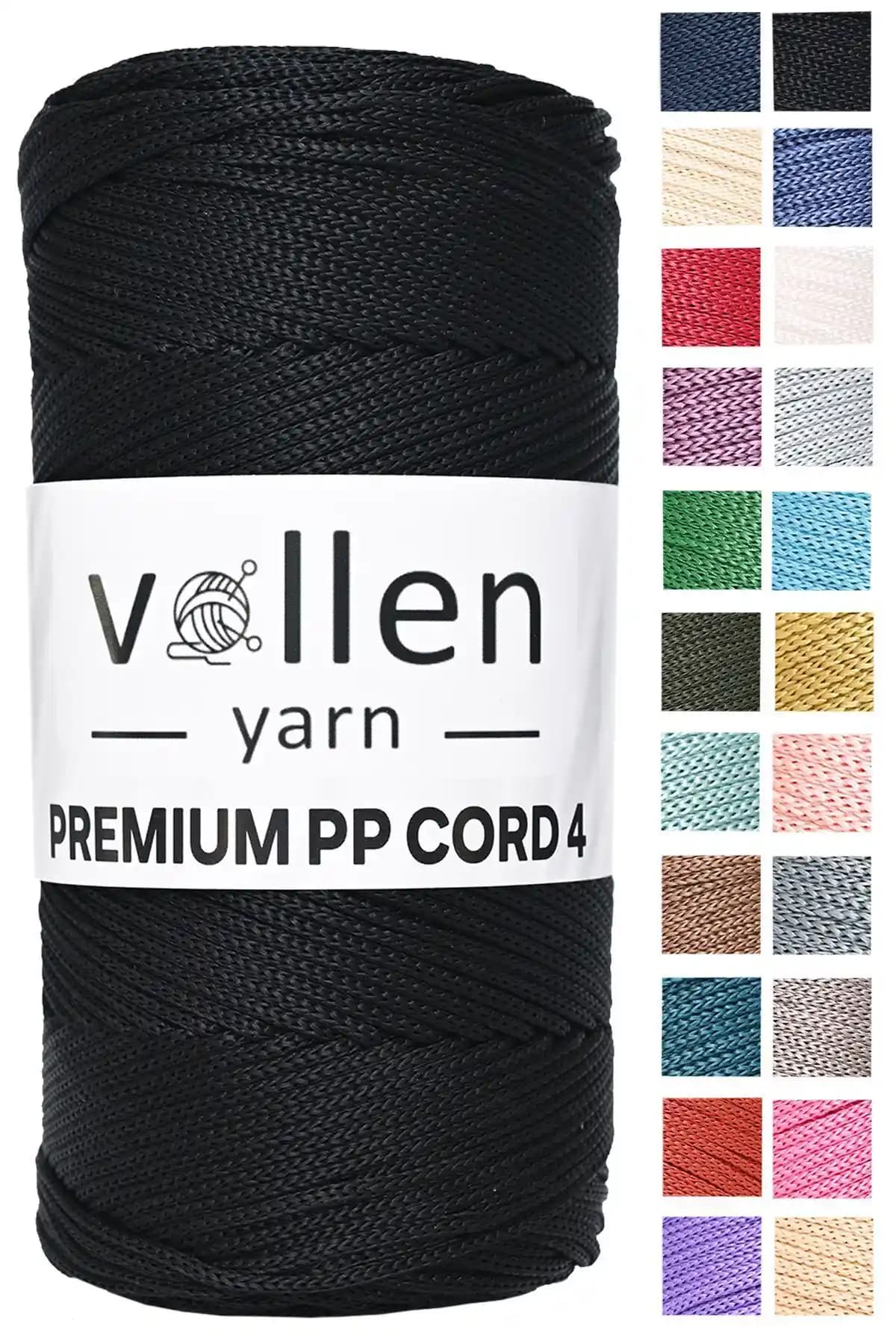 Vollen Yarn 200g/230m Siyah Polyester Makrome İpi Dayanıklı ve Çok Yönlü Kullanım İçin