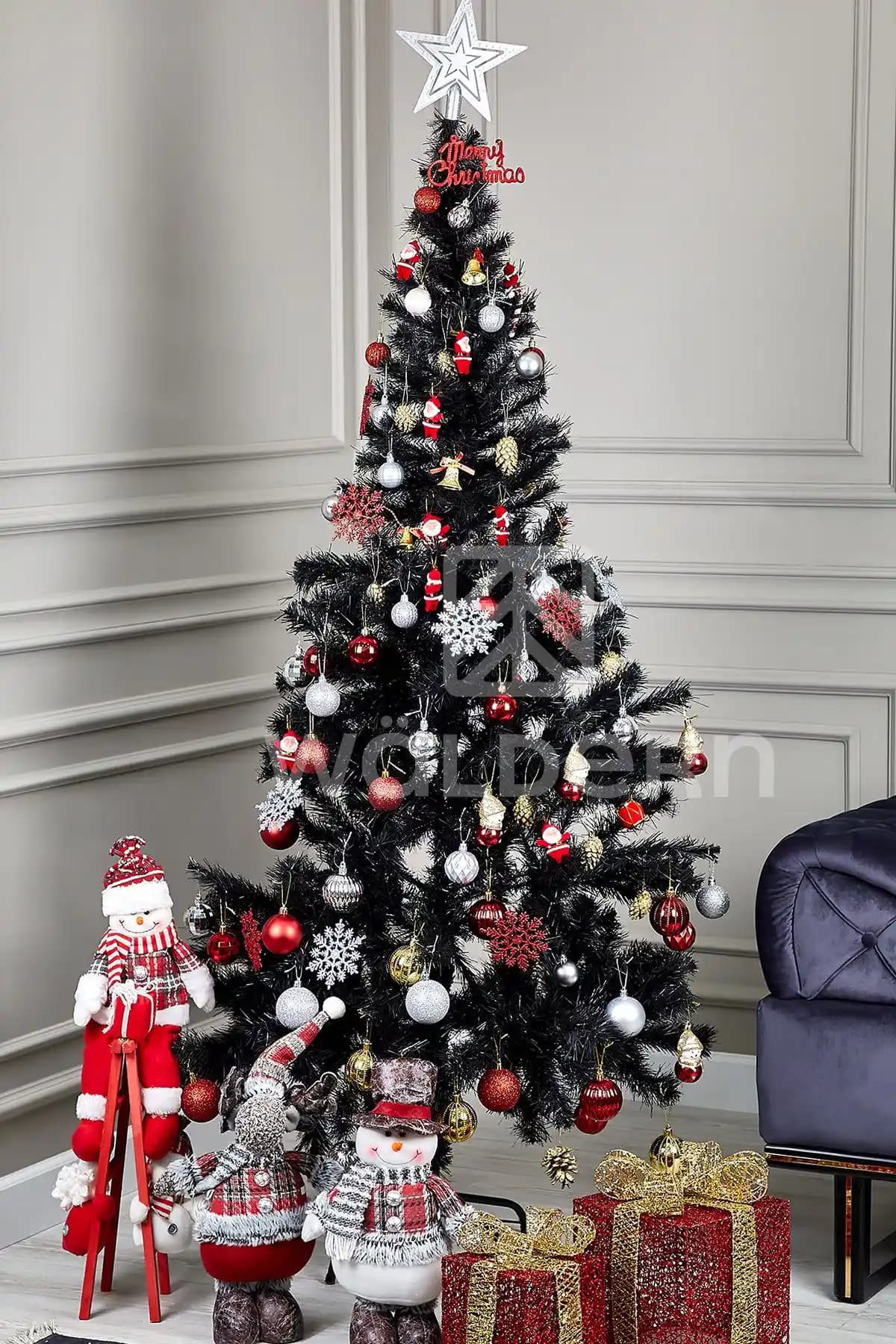 Waldern Luxury Serisi 180 CM Siyah Yılbaşı Çam Ağacı Modern ve Şık Dekorasyon İçin Uygun