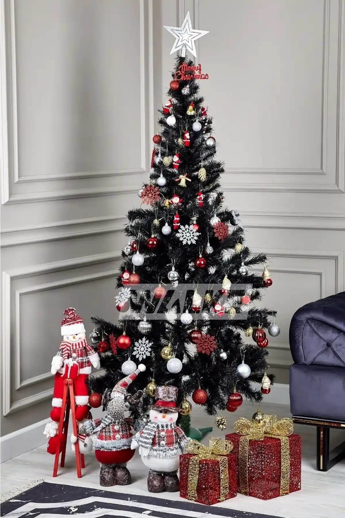 Waldern Luxury Siyah Çam Ağacı ile Modern ve Şık Yılbaşı Dekorasyonu Fikirleri