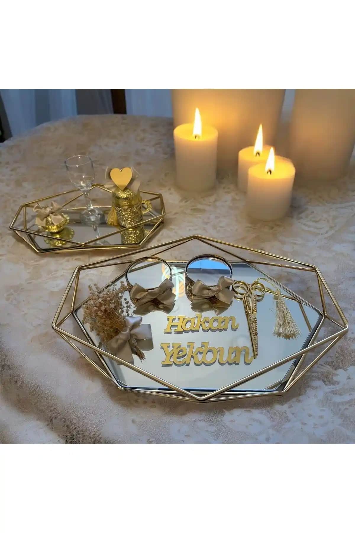 Yerli Üretim Söz Nişan Tepsisi ve Damat Kahve Fincanı Şık Hediye Seçeneği