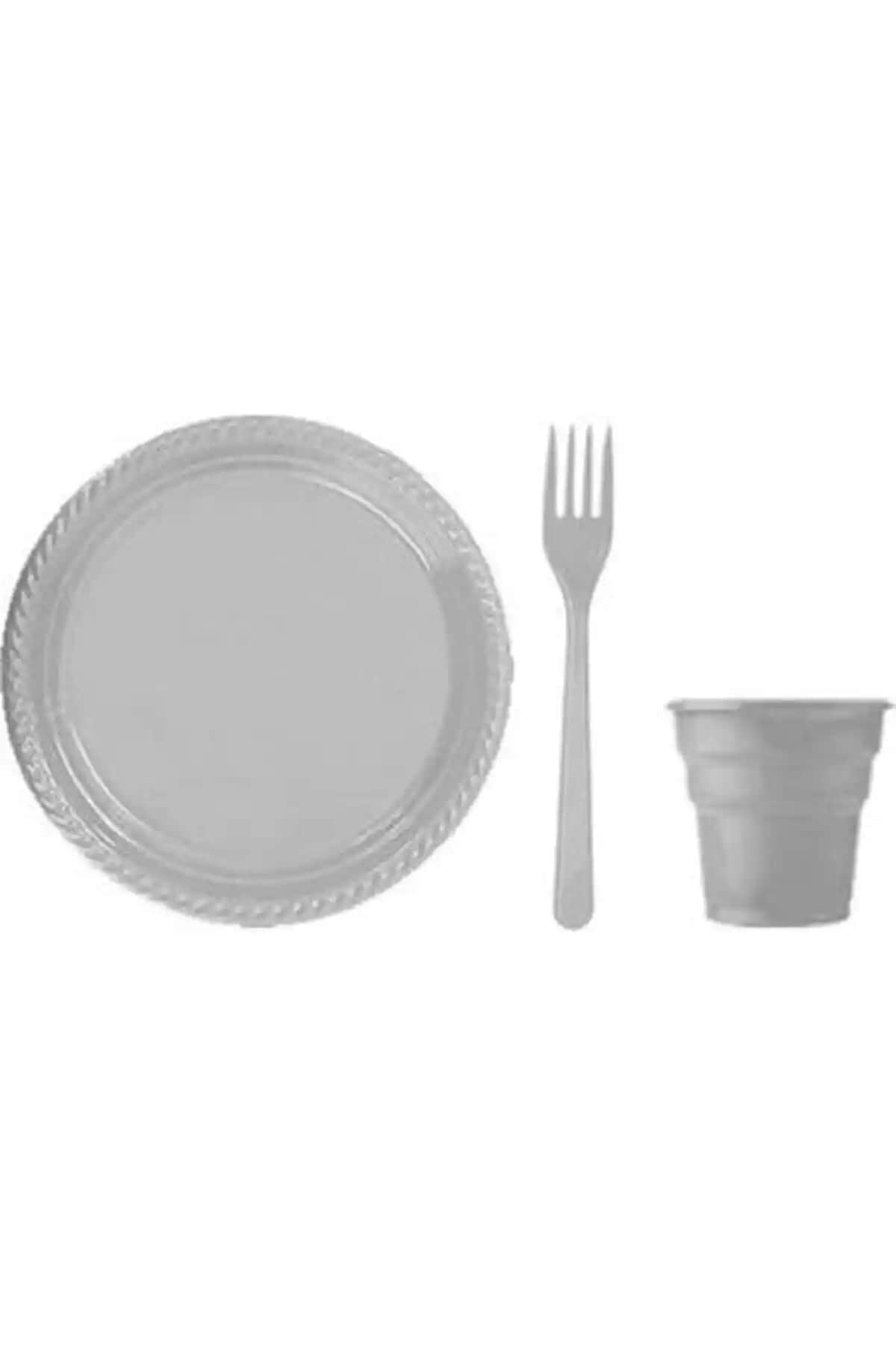 YerliToptan Gri Plastik Tabak Seti 25'li: Şık ve Dayanıklı Mutfak Çözümü