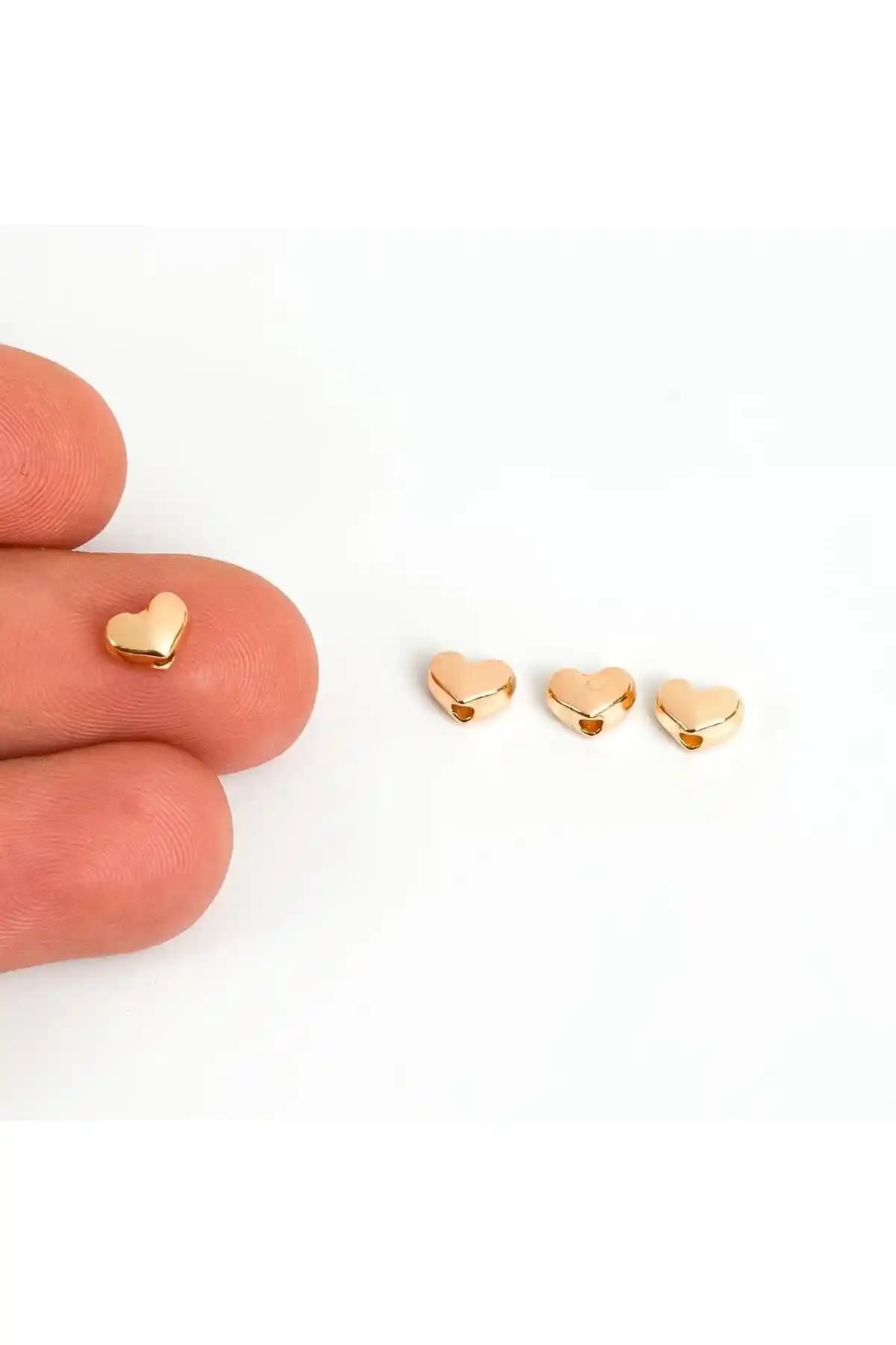 YFHOBİ 10 Adet Kalp Desenli Metal Uç 6 mm Sarı Lak Kaplama Takı Malzemeleri