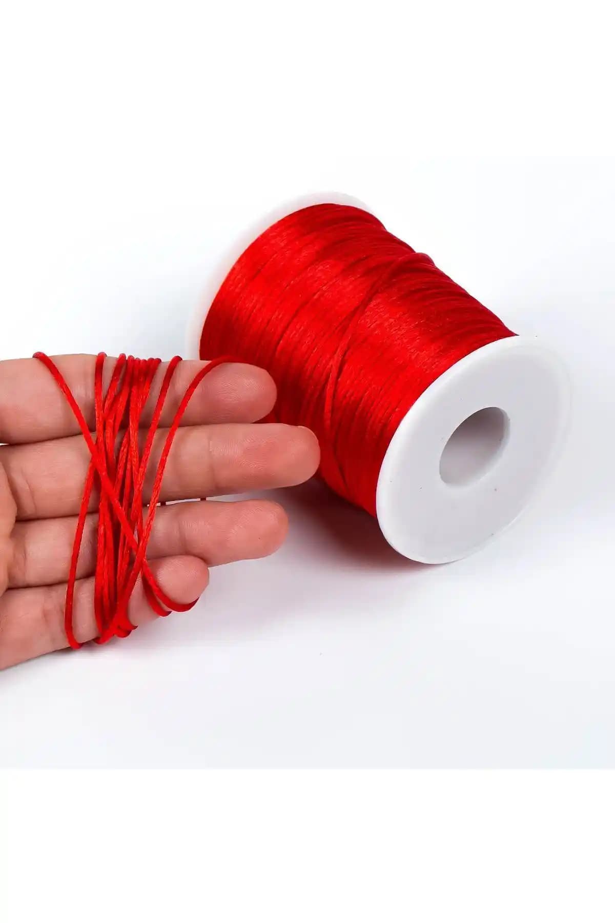 YFHOBİ 10 Metre Kırmızı Floş İp Takı ve El İşleri İçin Uygun Malzeme