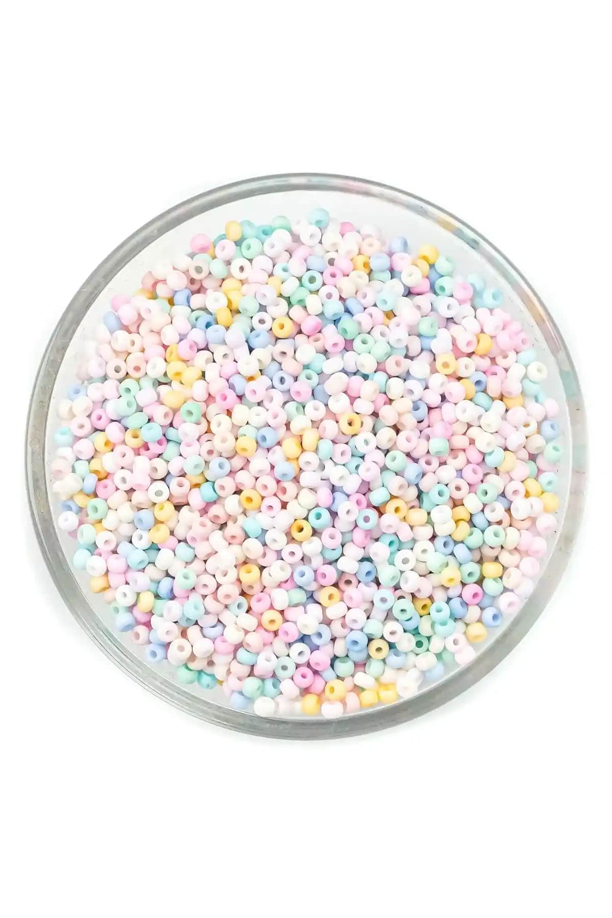 YFHOBİ 25 Gram Pastel Renkli 3 mm Kum Boncuklar Takı ve Hobi Projeleri İçin Uygun