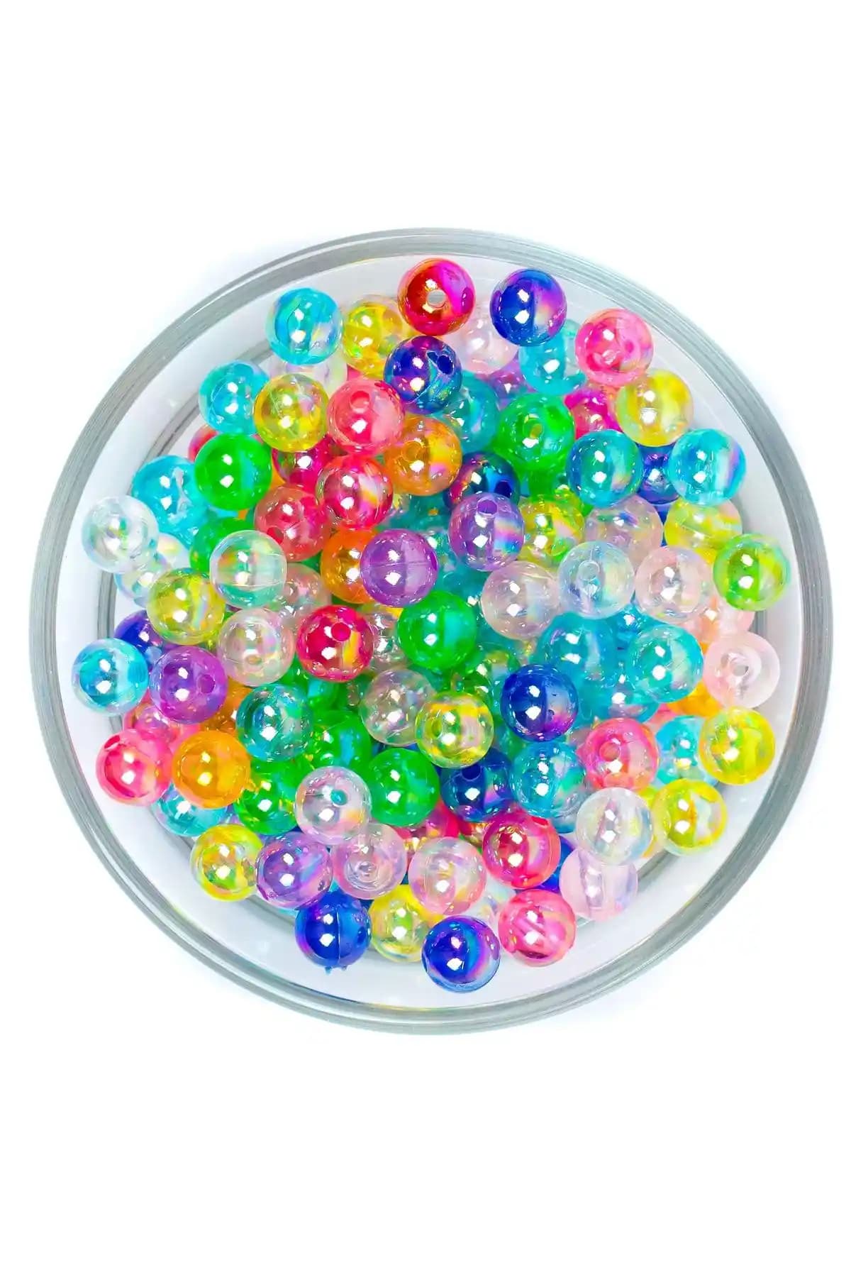 YFHobi 25 Gram Renkli Plastik Boncuk 8 mm Janjanlı Çok Yönlü Takı ve El İşi Malzemesi