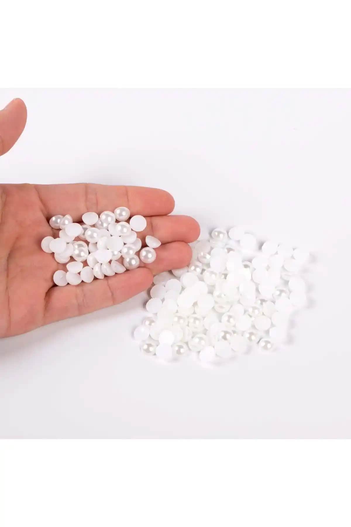 YFHOBİ 50 Gram Yarım İnci Plastik Boncuk 8 mm Yuvarlak Takı ve El İşleri İçin